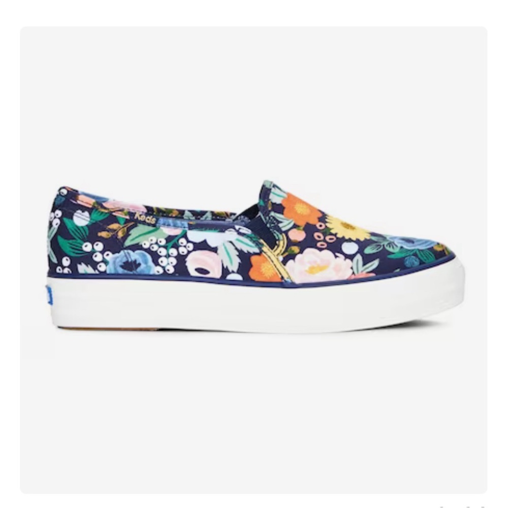 Keds navy Rifle Paper Co. triple decker vintage blossom slip-ons